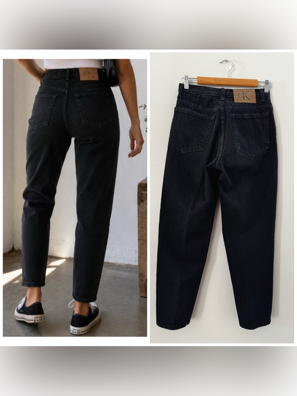 Vintage Calvin Klein Jeans USA Made Cotton Petite size 8 Black 25” waist